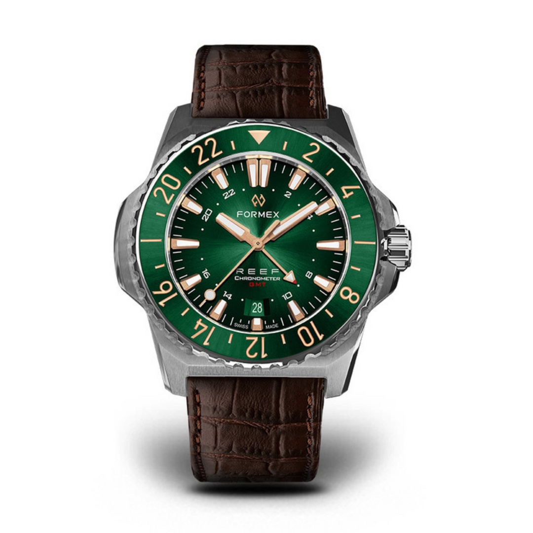 Relógio Formex REEF GMT Automático GMT COSC 300M GREEN/GILT 42MM 2202.1.5388.722